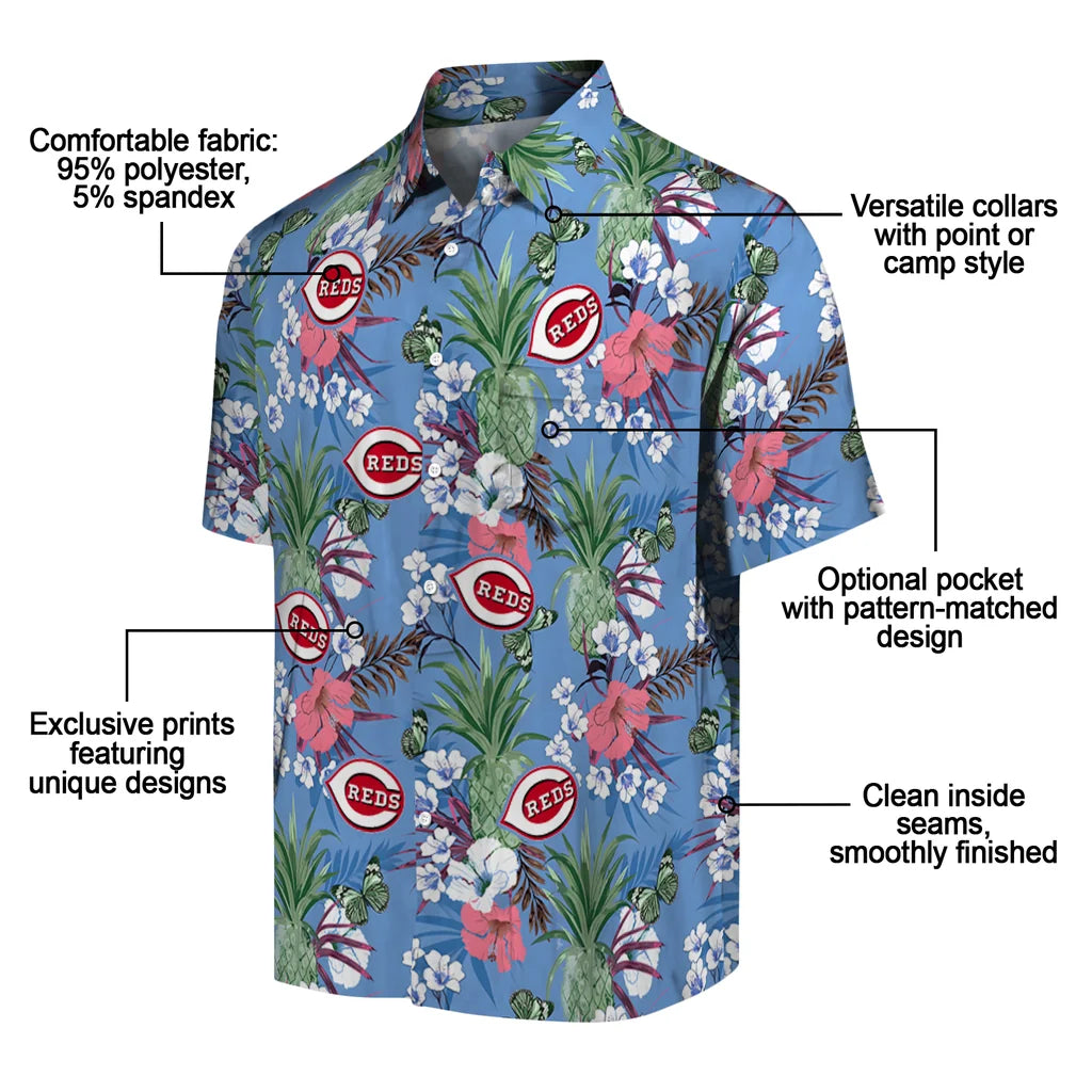 Cincinnati Reds Hawaiian Shirt - Pineapple Bouquet | Moonbestprint