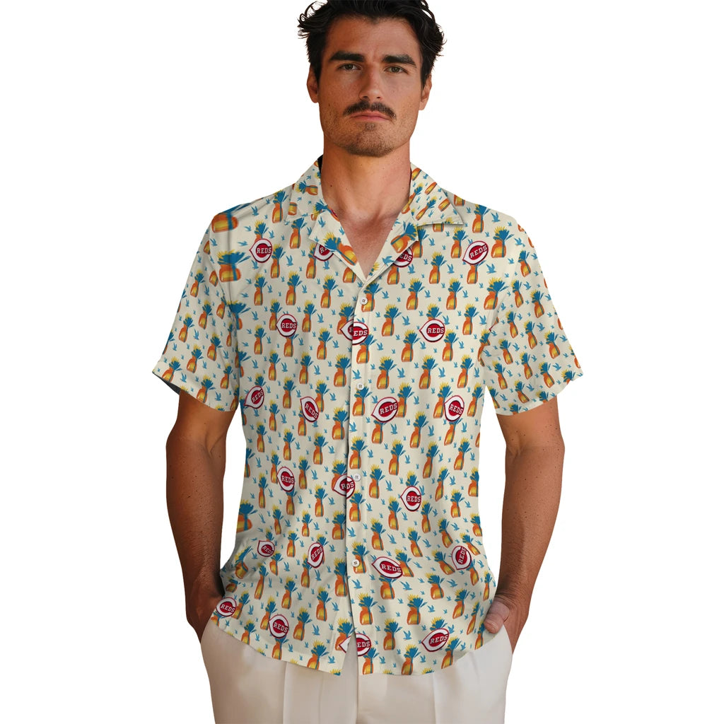 Cincinnati Reds Hawaiian Shirt - Pineapple Delight | Moonbestprint
