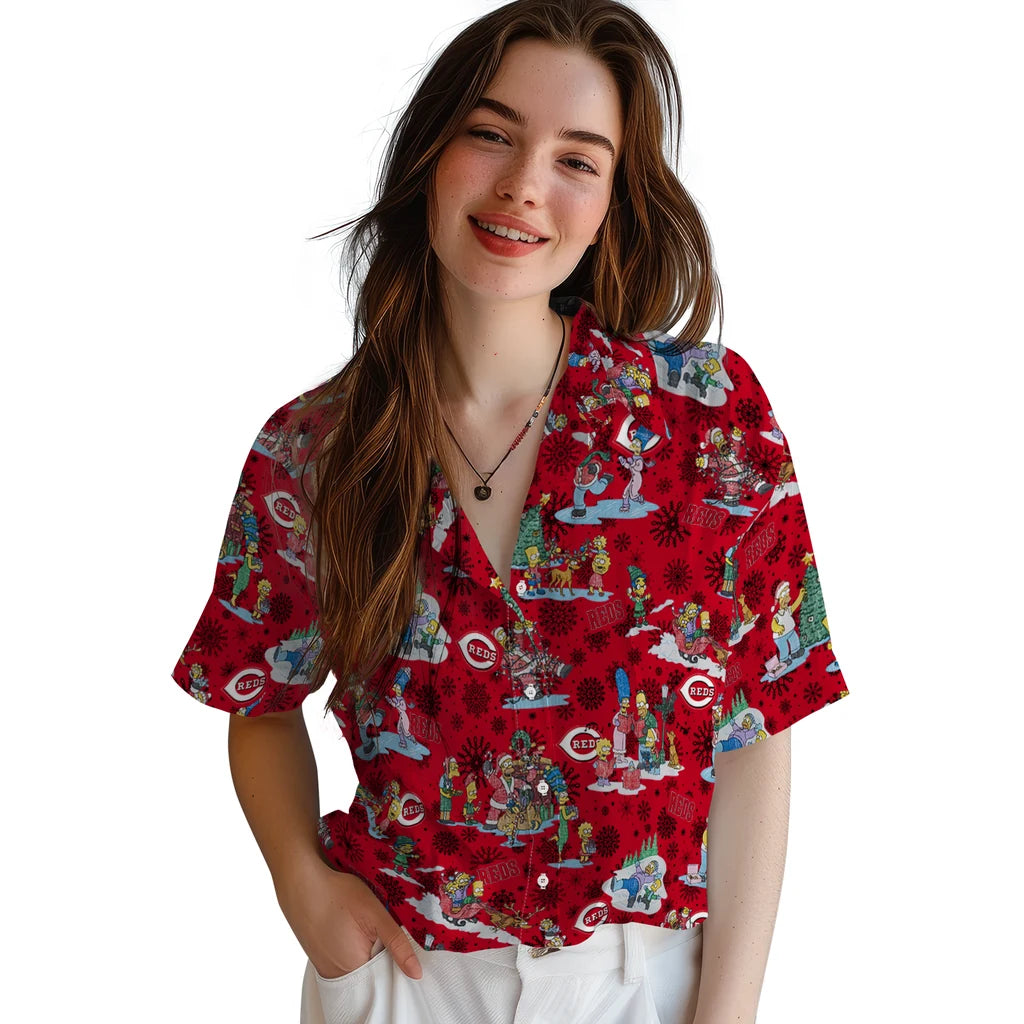 Cincinnati Reds Hawaiian Shirt - Simpsons Christmas | Moonbestprint