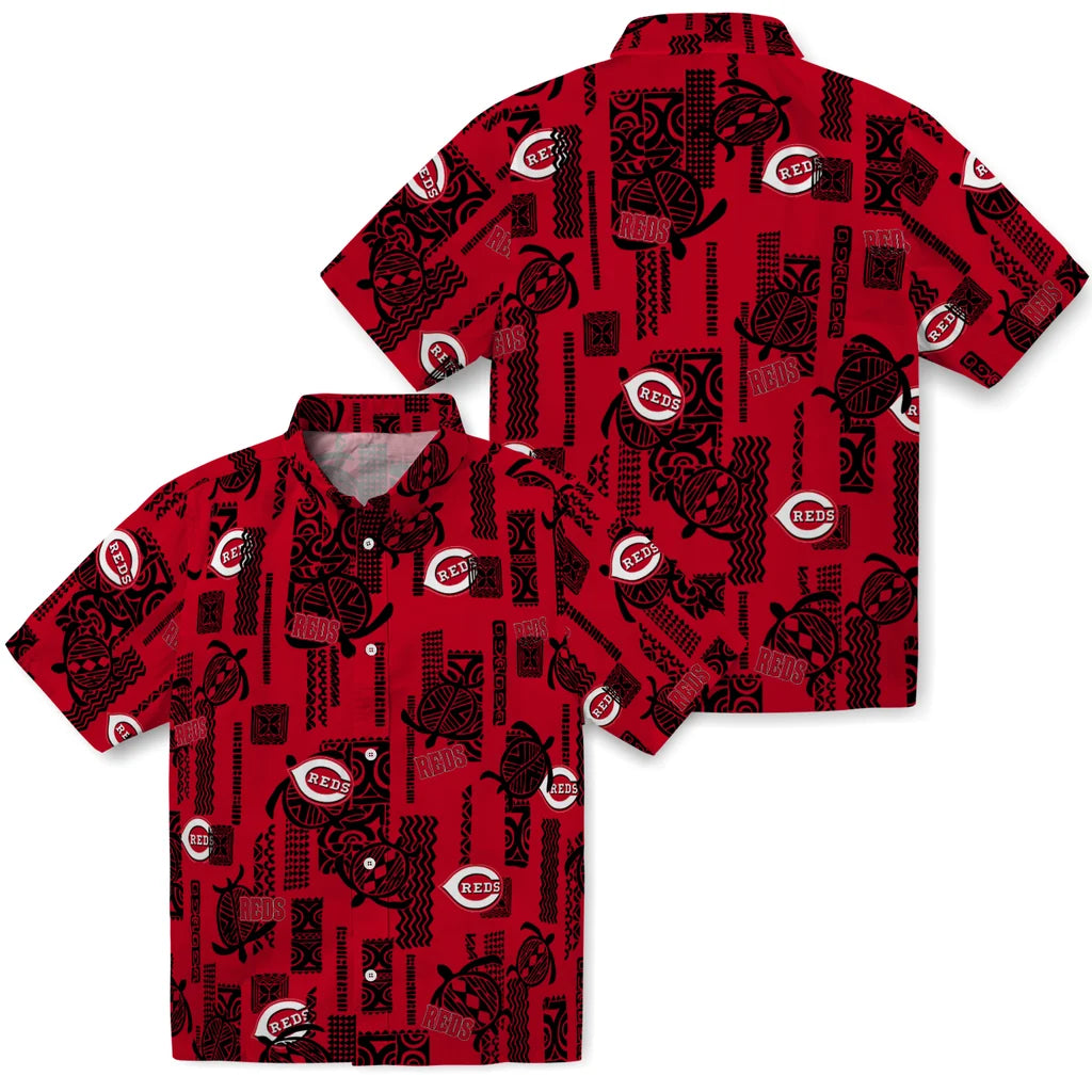Cincinnati Reds Hawaiian Shirt - Turtle Lines | Moonbestprint