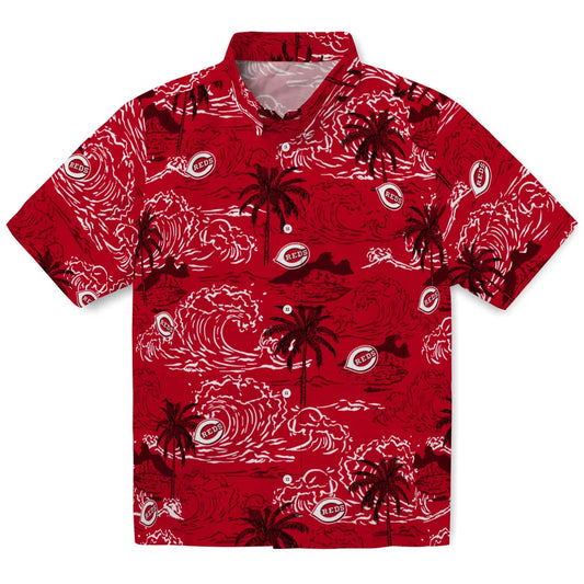 Cincinnati Reds Hawaiian Shirt - Wave Palm | Moonbestprint