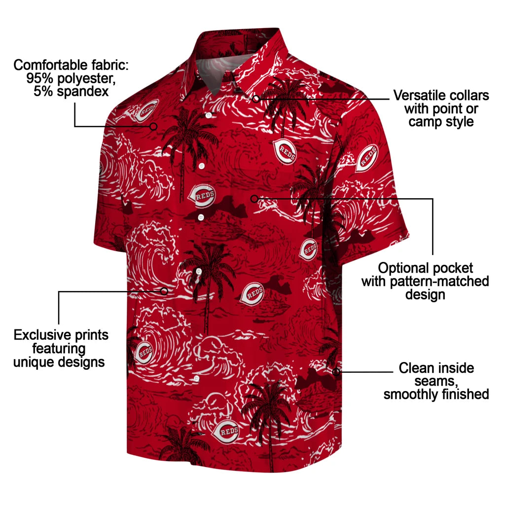 Cincinnati Reds Hawaiian Shirt - Wave Palm | Moonbestprint