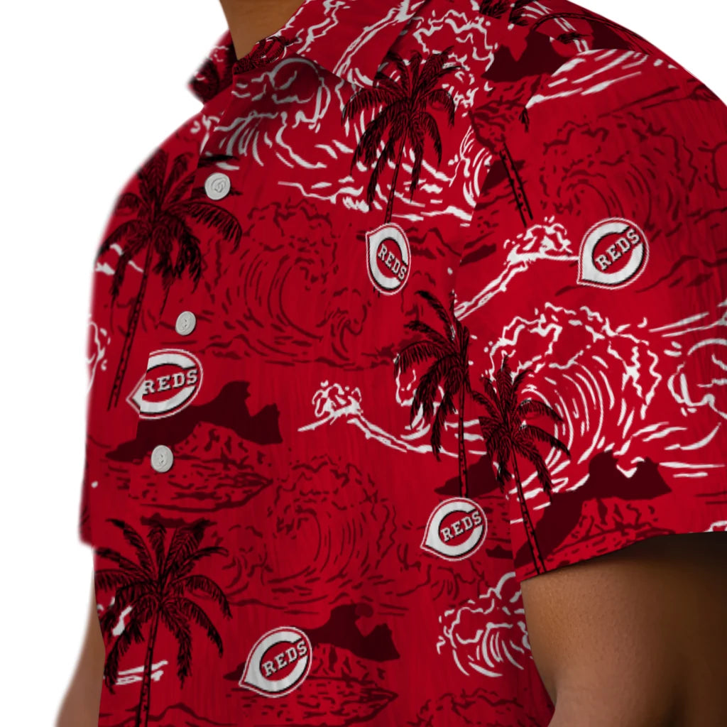Cincinnati Reds Hawaiian Shirt - Wave Palm | Moonbestprint
