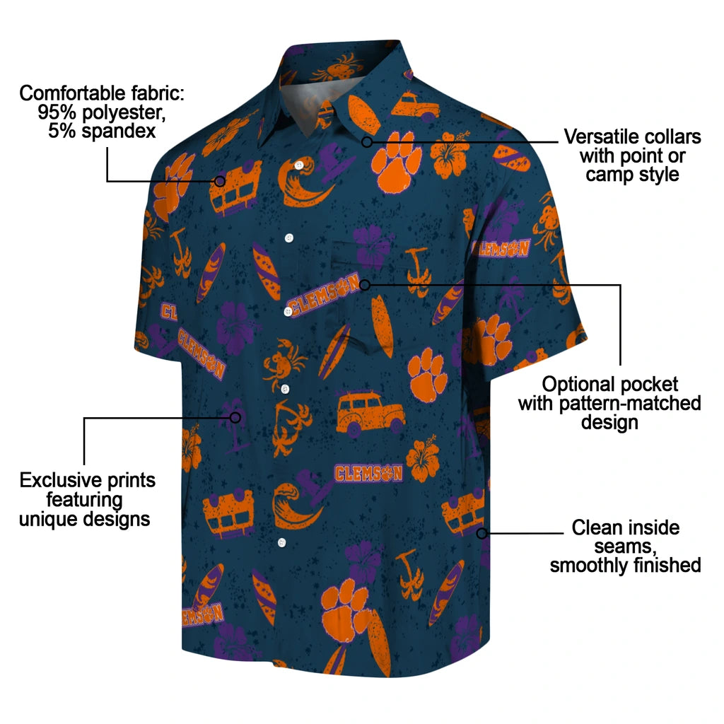 Clemson Tigers Hawaiian Shirt - Beach Vibe | Moonbestprint