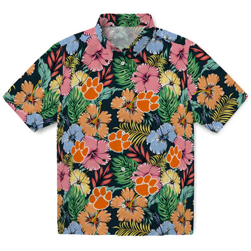 Clemson Tigers Hawaiian Shirt - Brilliant Hibiscus Garden | Moonbestprint