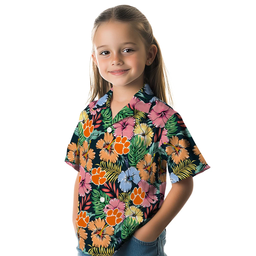 Clemson Tigers Hawaiian Shirt - Brilliant Hibiscus Garden | Moonbestprint