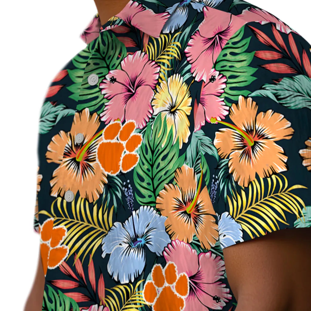 Clemson Tigers Hawaiian Shirt - Brilliant Hibiscus Garden | Moonbestprint