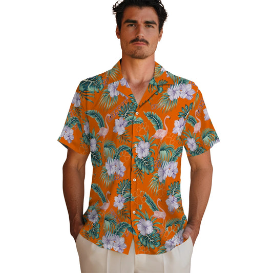Clemson Tigers Hawaiian Shirt - Flamingo and Hibiscus | Moonbestprint