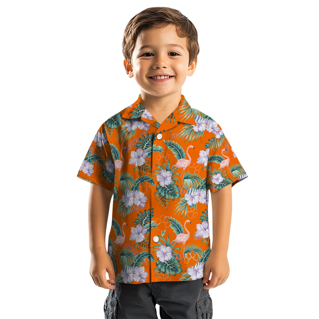 Clemson Tigers Hawaiian Shirt - Flamingo and Hibiscus | Moonbestprint
