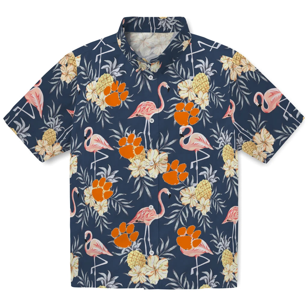 Clemson Tigers Hawaiian Shirt - Flamingo Hibiscus | Moonbestprint