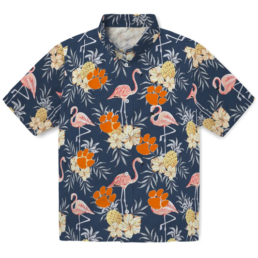 Clemson Tigers Hawaiian Shirt - Flamingo Hibiscus | Moonbestprint