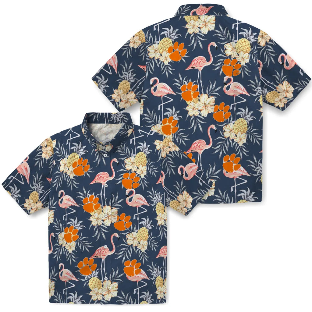 Clemson Tigers Hawaiian Shirt - Flamingo Hibiscus | Moonbestprint