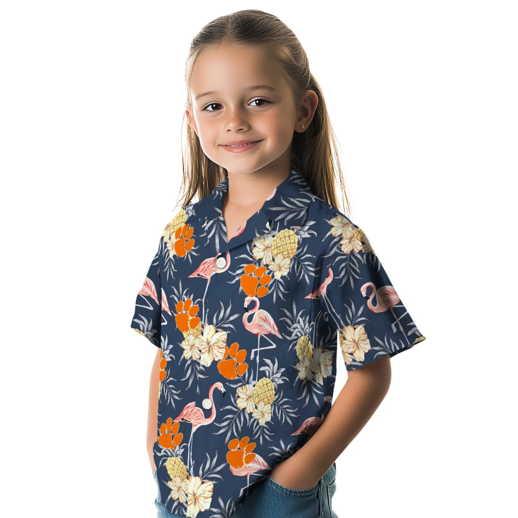 Clemson Tigers Hawaiian Shirt - Flamingo Hibiscus | Moonbestprint