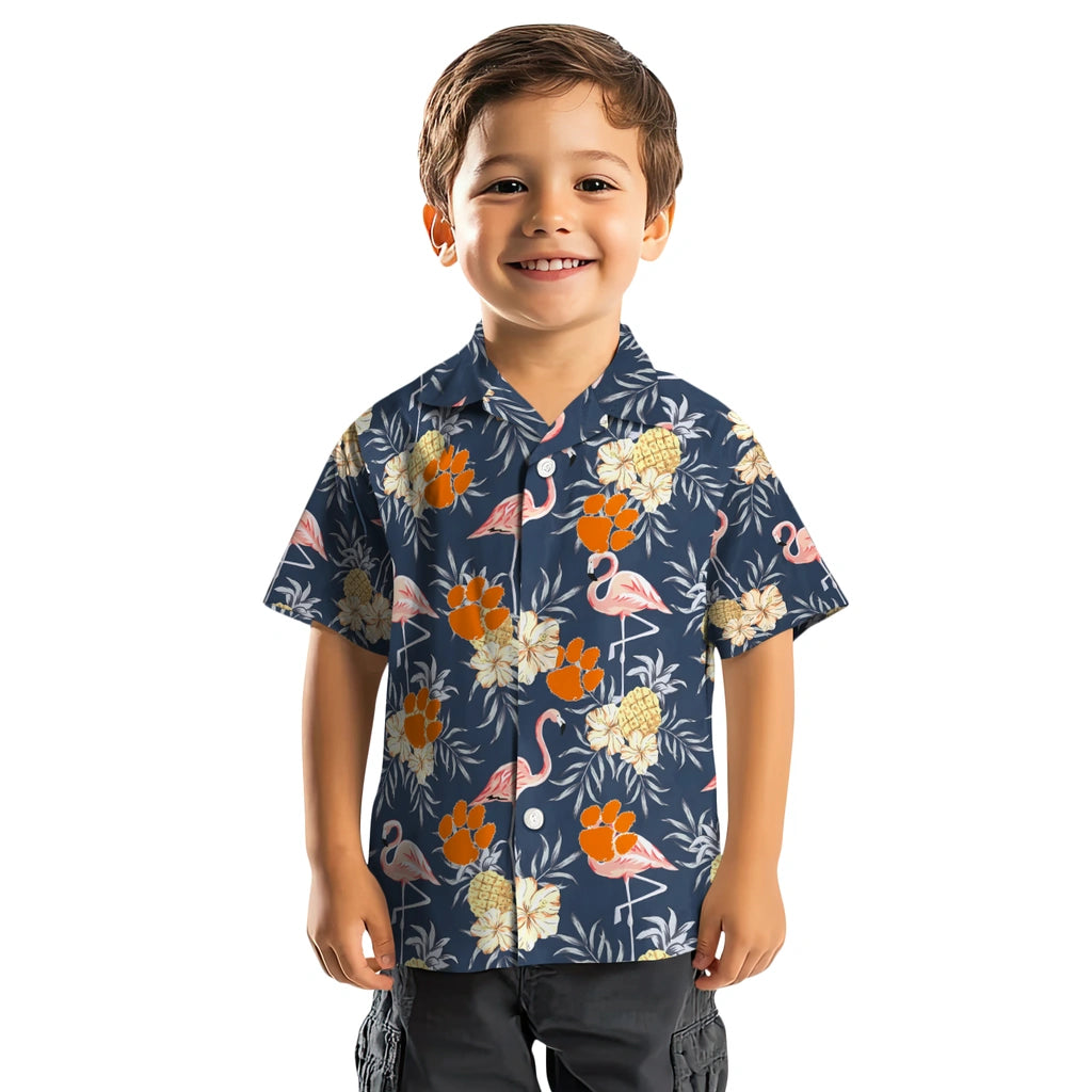 Clemson Tigers Hawaiian Shirt - Flamingo Hibiscus | Moonbestprint