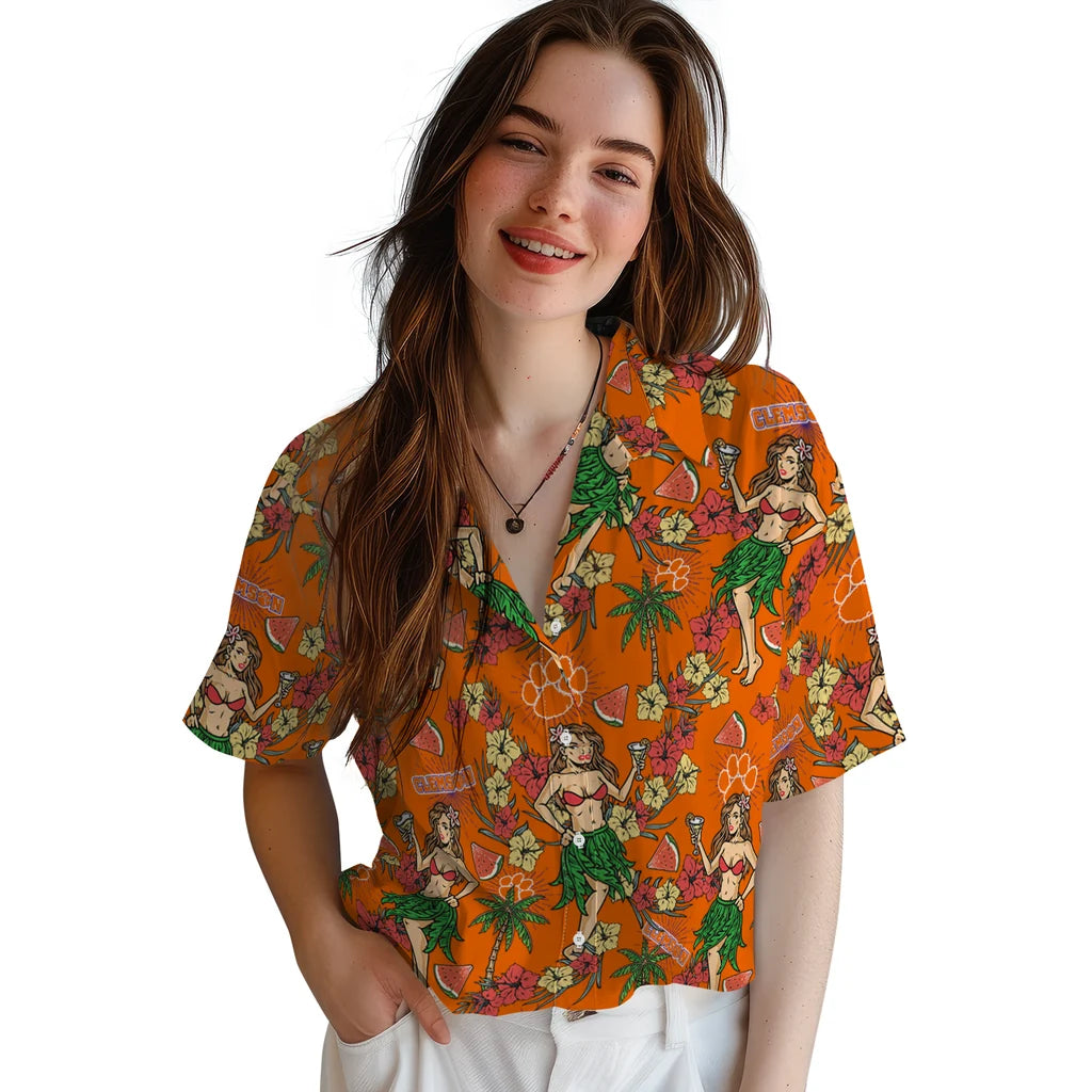 Clemson Tigers Hawaiian Shirt - Hawaiian Girls Design | Moonbestprint