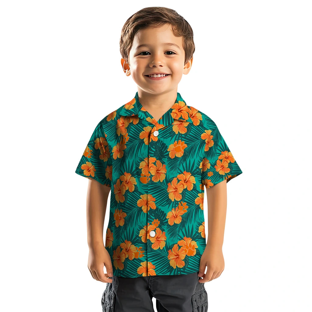 Clemson Tigers Hawaiian Shirt - Hibiscus and Palm Leaves | Moonbestprint