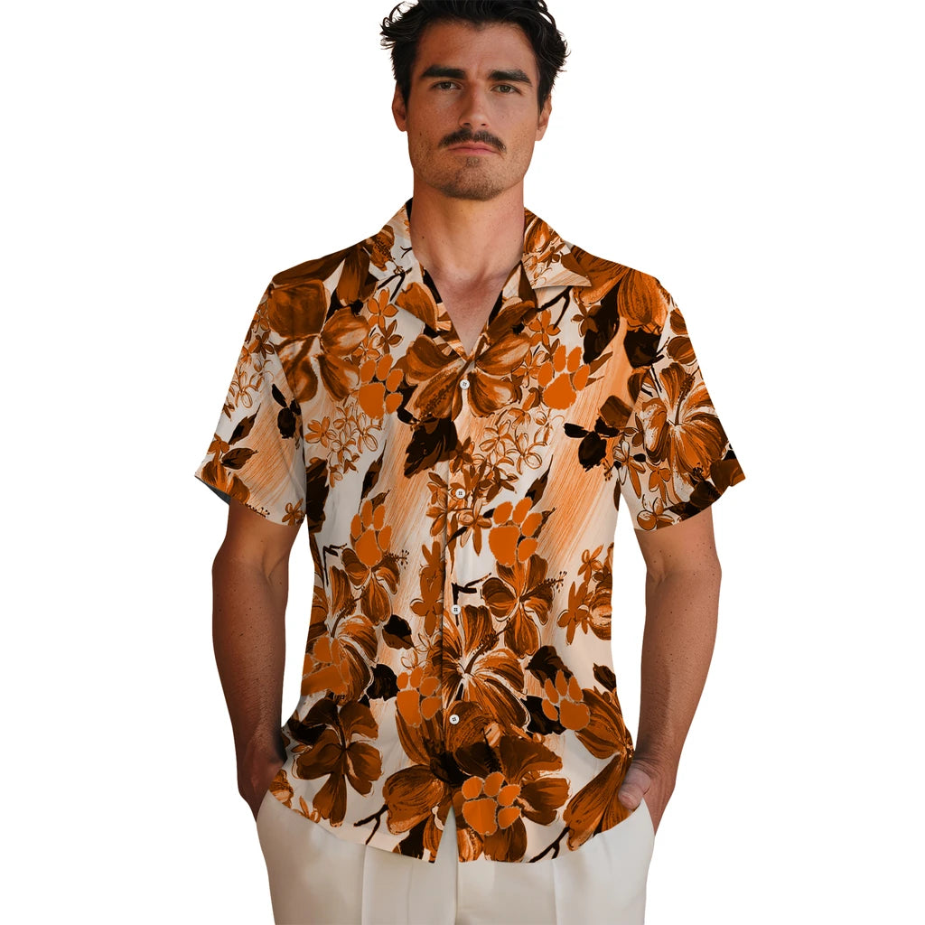 Clemson Tigers Hawaiian Shirt - Hibiscus Arrangement | Moonbestprint