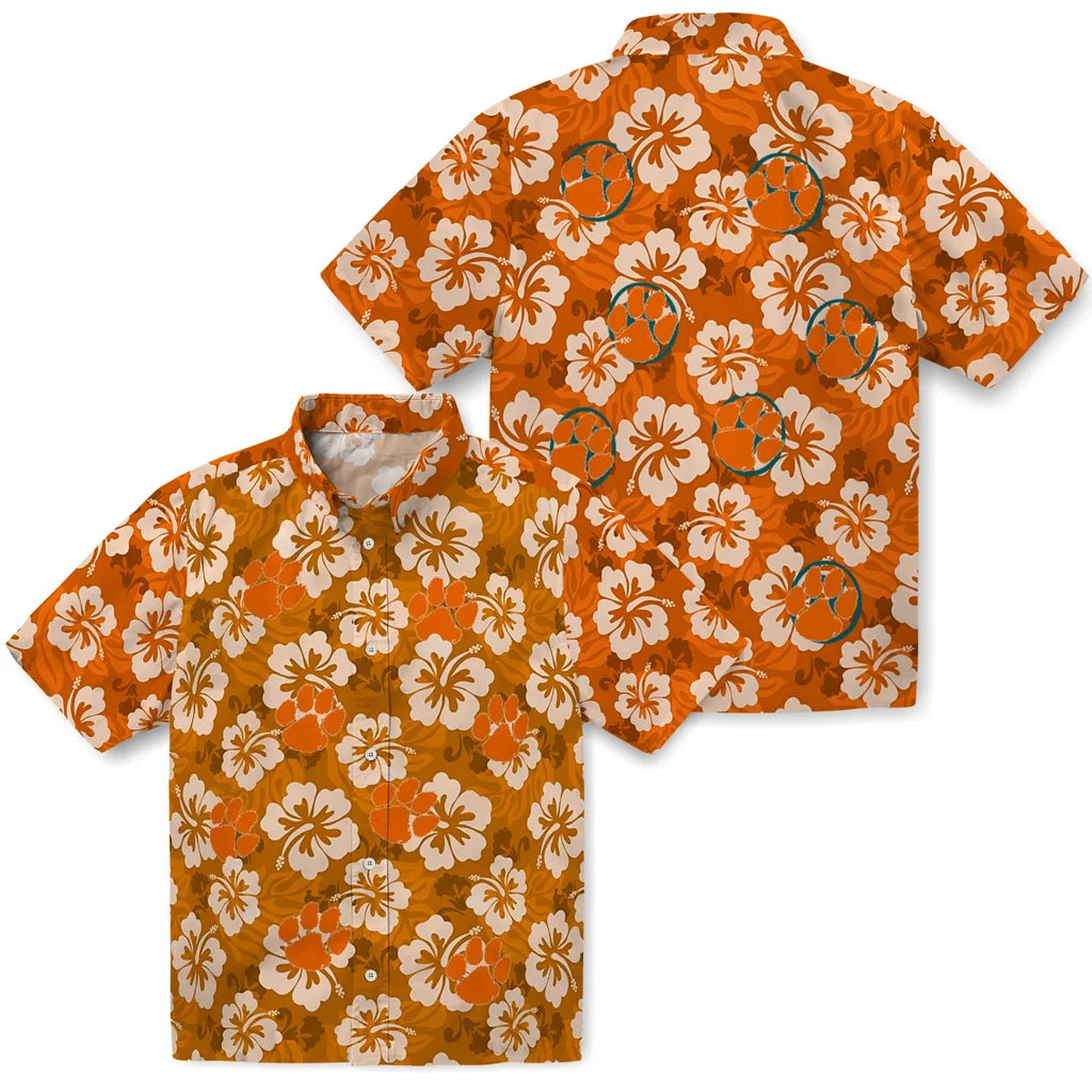 Clemson Tigers Hawaiian Shirt - Hibiscus Cluster | Moonbestprint