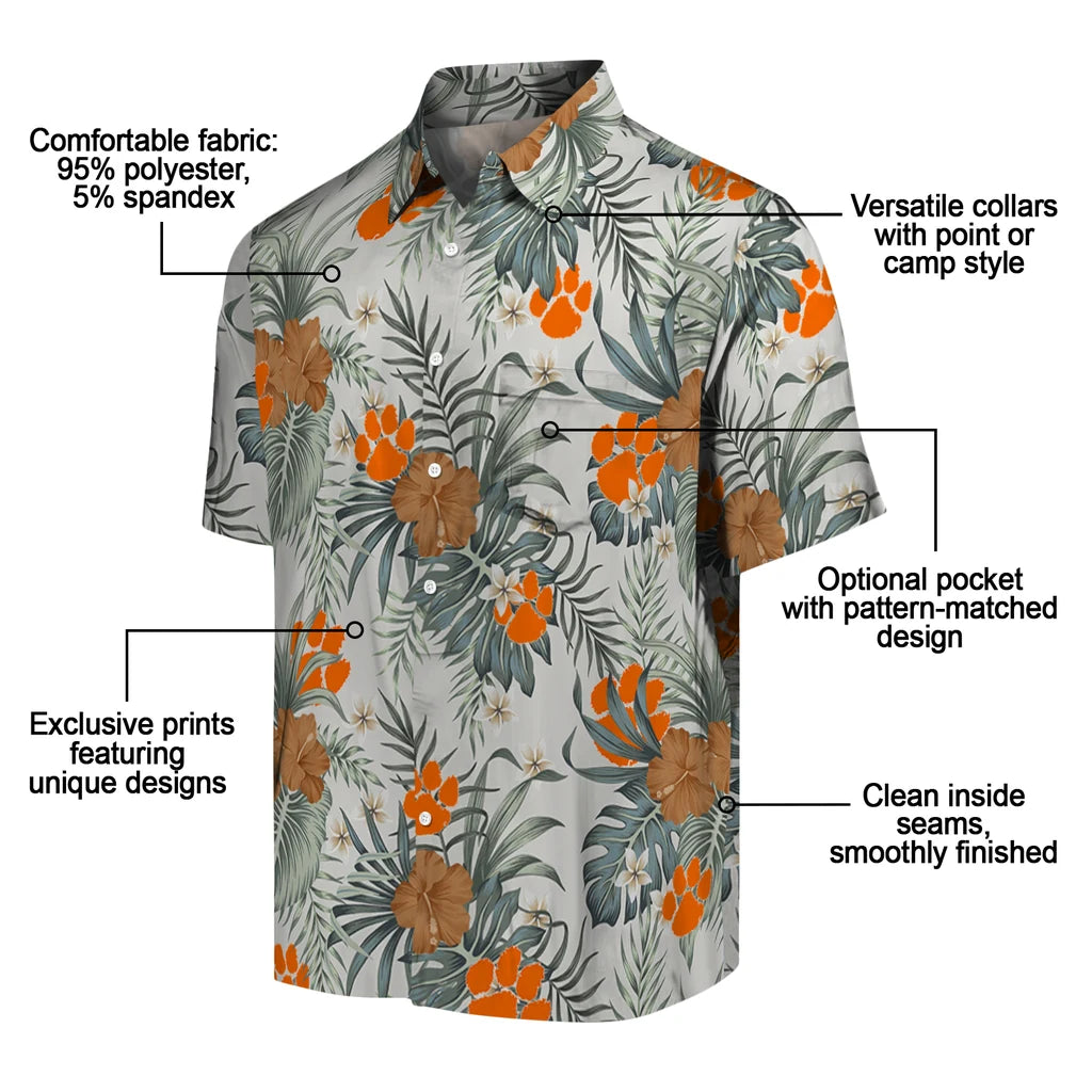 Clemson Tigers Hawaiian Shirt - Hibiscus Designs | Moonbestprint