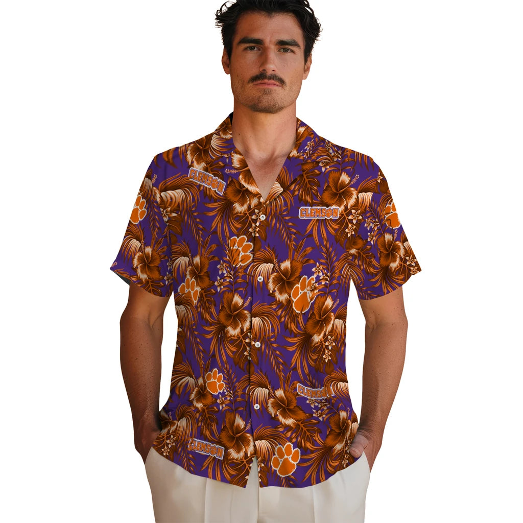 Clemson Tigers Hawaiian Shirt - Hibiscus Exotic | Moonbestprint