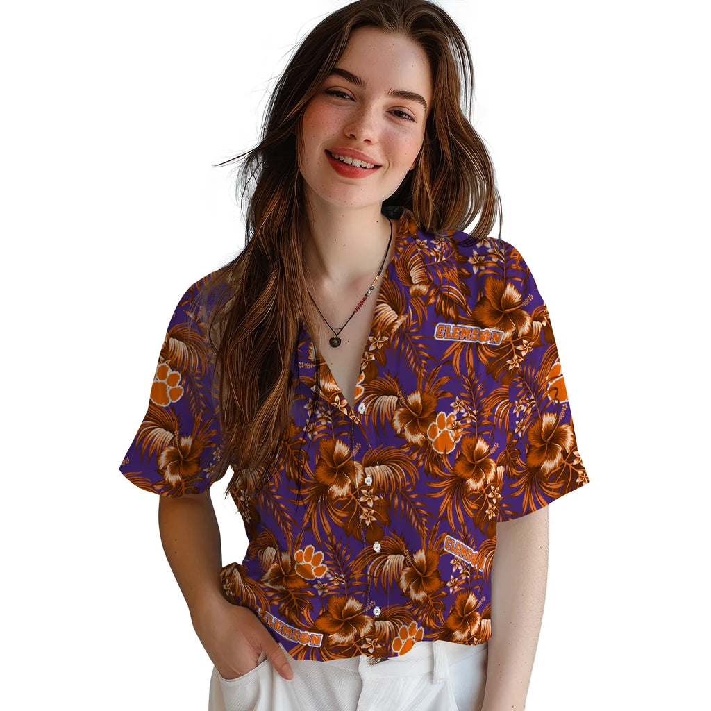 Clemson Tigers Hawaiian Shirt - Hibiscus Exotic | Moonbestprint