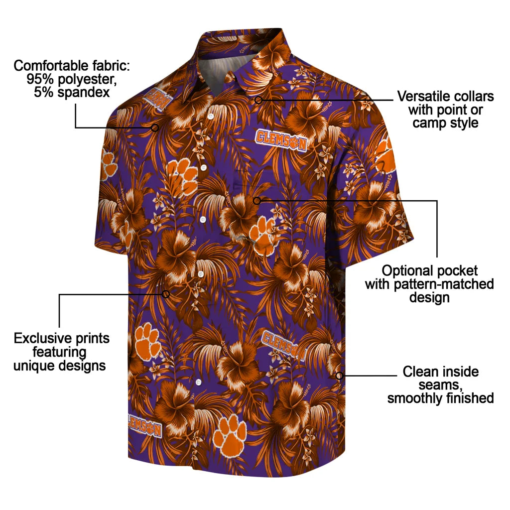 Clemson Tigers Hawaiian Shirt - Hibiscus Exotic | Moonbestprint