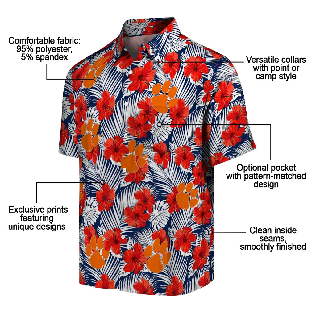 Clemson Tigers Hawaiian Shirt - Hibiscus Fiesta | Moonbestprint