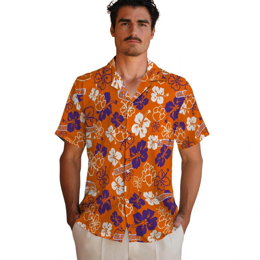 Clemson Tigers Hawaiian Shirt - Hibiscus Flower Design | Moonbestprint