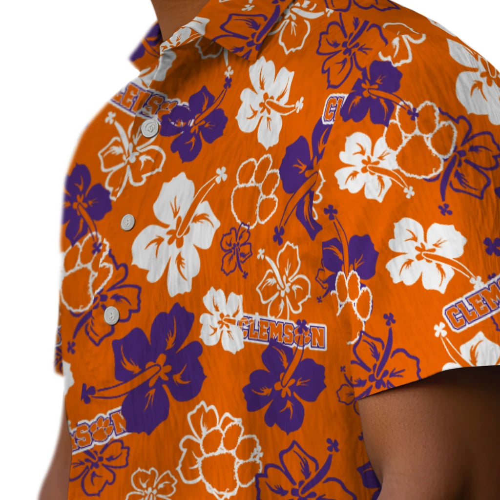 Clemson Tigers Hawaiian Shirt - Hibiscus Flower Design | Moonbestprint