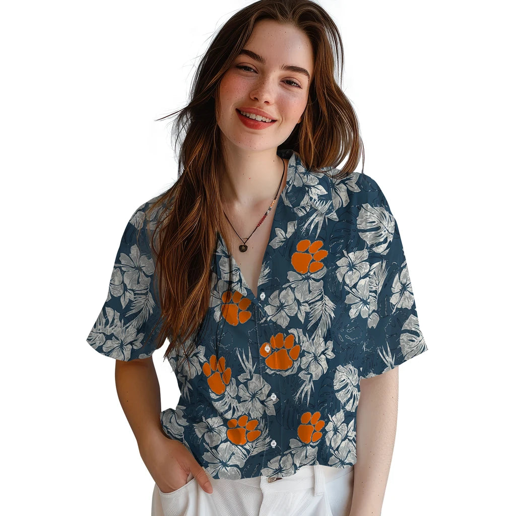 Clemson Tigers Hawaiian Shirt - Hibiscus Flowers | Moonbestprint