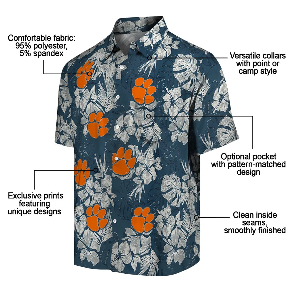 Clemson Tigers Hawaiian Shirt - Hibiscus Flowers | Moonbestprint