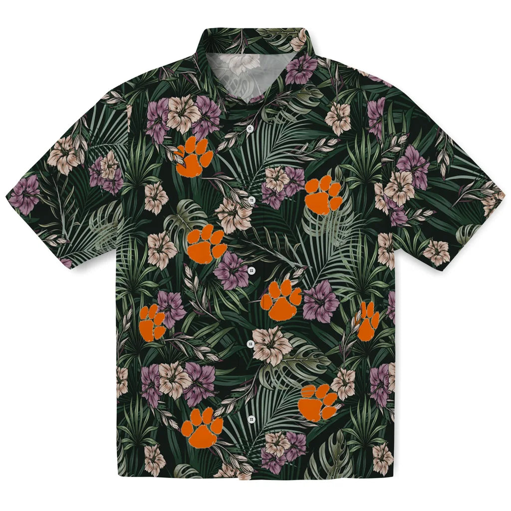 Clemson Tigers Hawaiian Shirt - Hibiscus Leaves Pattern | Moonbestprint
