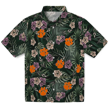 Clemson Tigers Hawaiian Shirt - Hibiscus Leaves Pattern | Moonbestprint