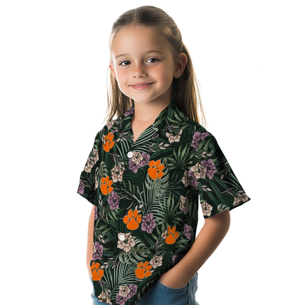 Clemson Tigers Hawaiian Shirt - Hibiscus Leaves Pattern | Moonbestprint