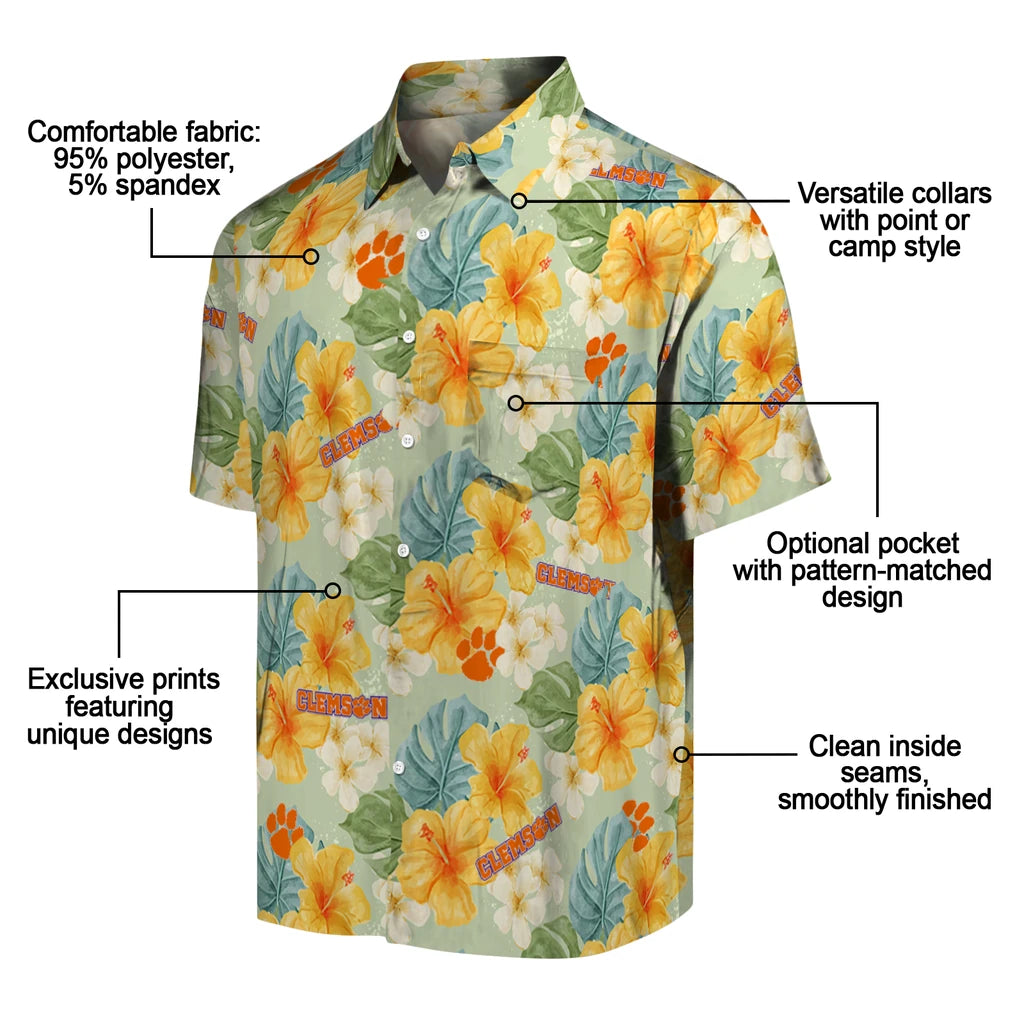 Clemson Tigers Hawaiian Shirt - Hibiscus Mood | Moonbestprint
