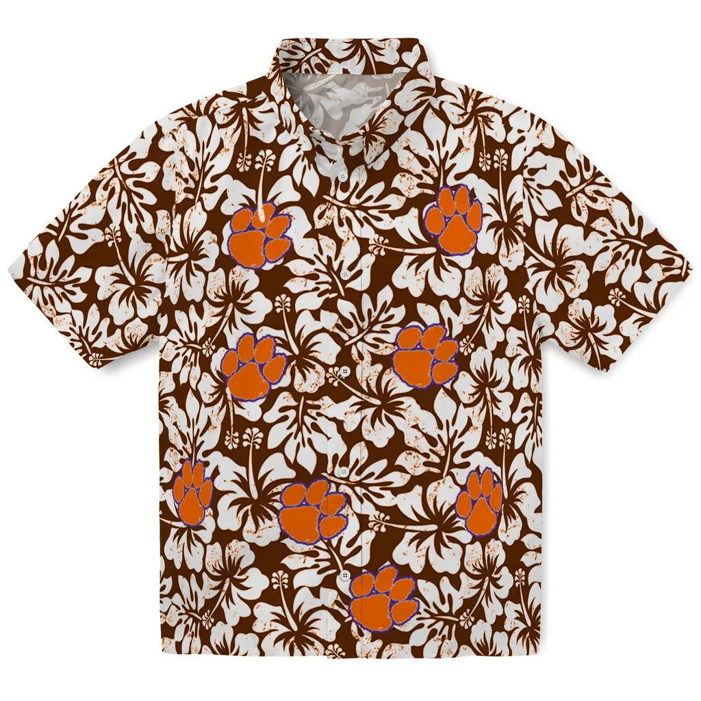 Clemson Tigers Hawaiian Shirt - Hibiscus Motif | Moonbestprint