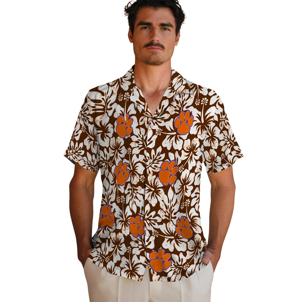 Clemson Tigers Hawaiian Shirt - Hibiscus Motif | Moonbestprint