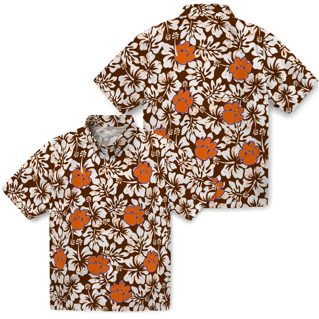 Clemson Tigers Hawaiian Shirt - Hibiscus Motif | Moonbestprint