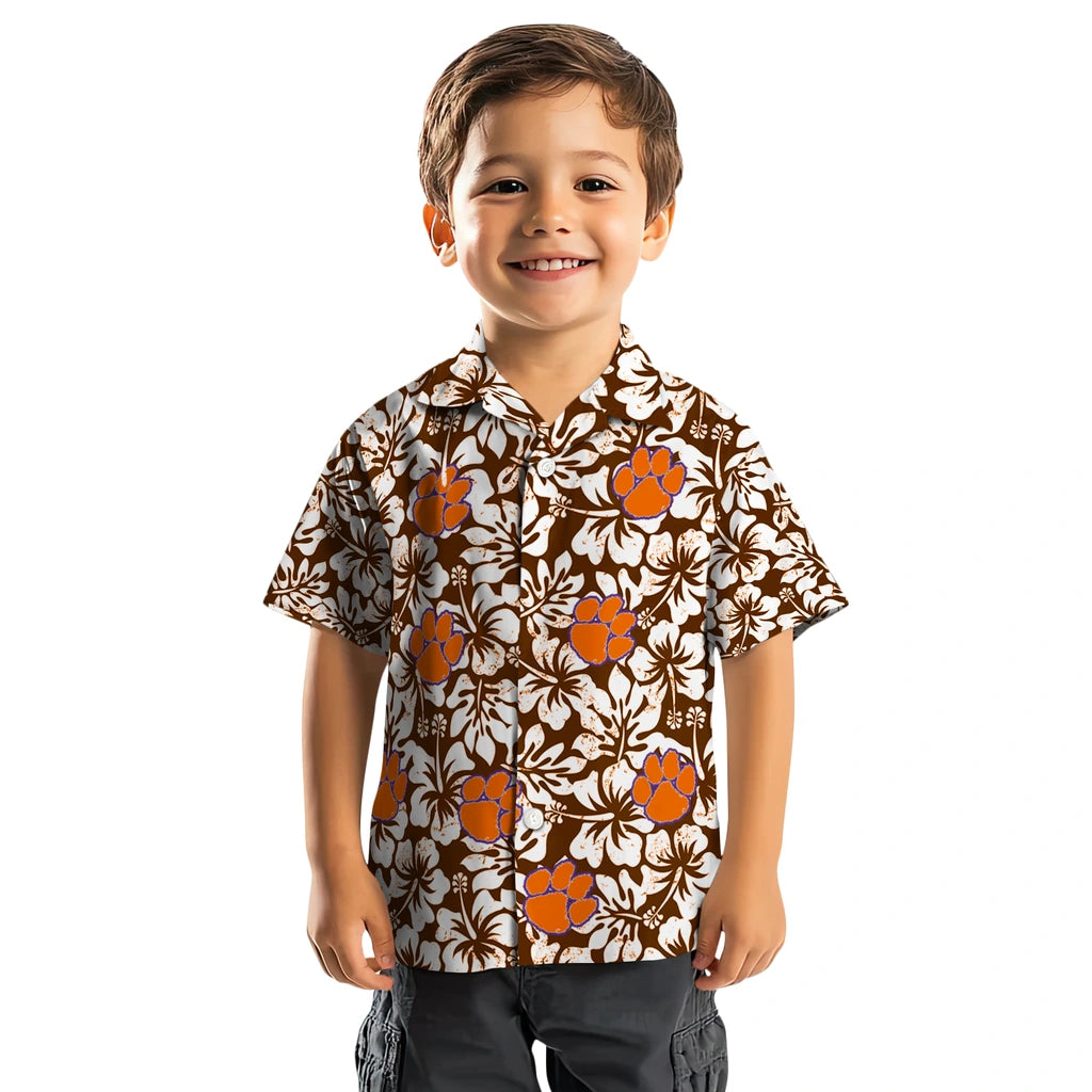 Clemson Tigers Hawaiian Shirt - Hibiscus Motif | Moonbestprint