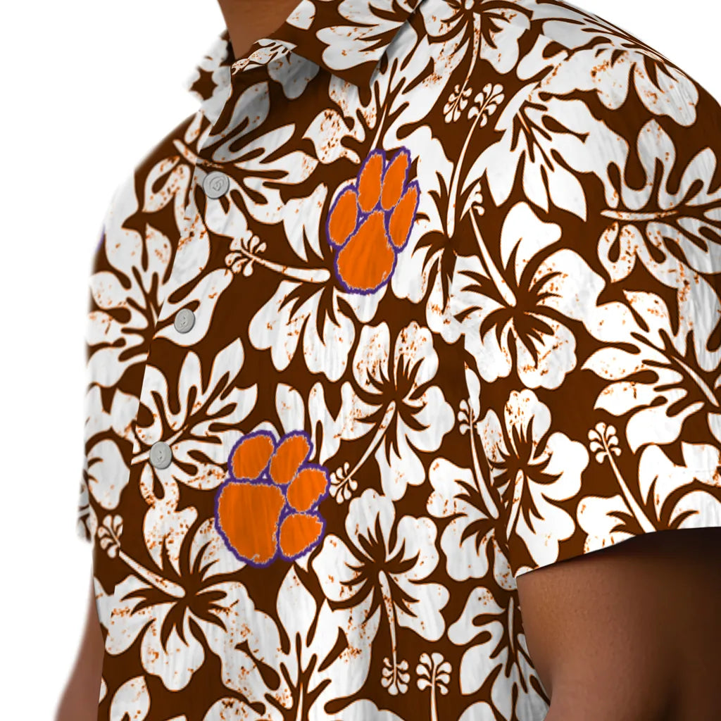 Clemson Tigers Hawaiian Shirt - Hibiscus Motif | Moonbestprint