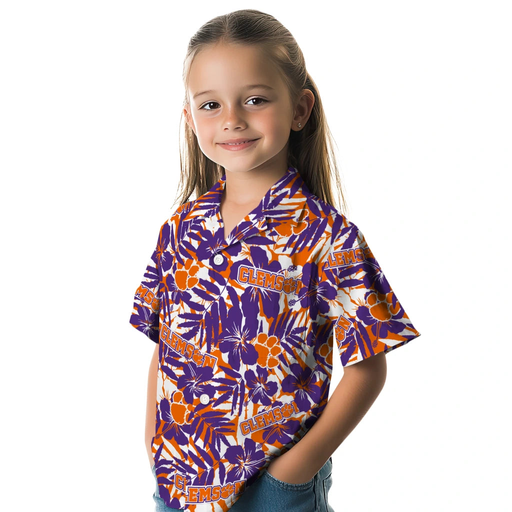 Clemson Tigers Hawaiian Shirt - Hibiscus Overlay | Moonbestprint