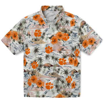 Clemson Tigers Hawaiian Shirt - Hibiscus Seaside | Moonbestprint