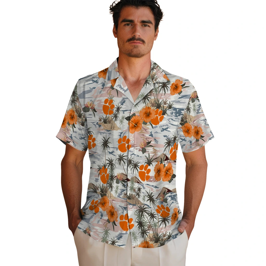 Clemson Tigers Hawaiian Shirt - Hibiscus Seaside | Moonbestprint