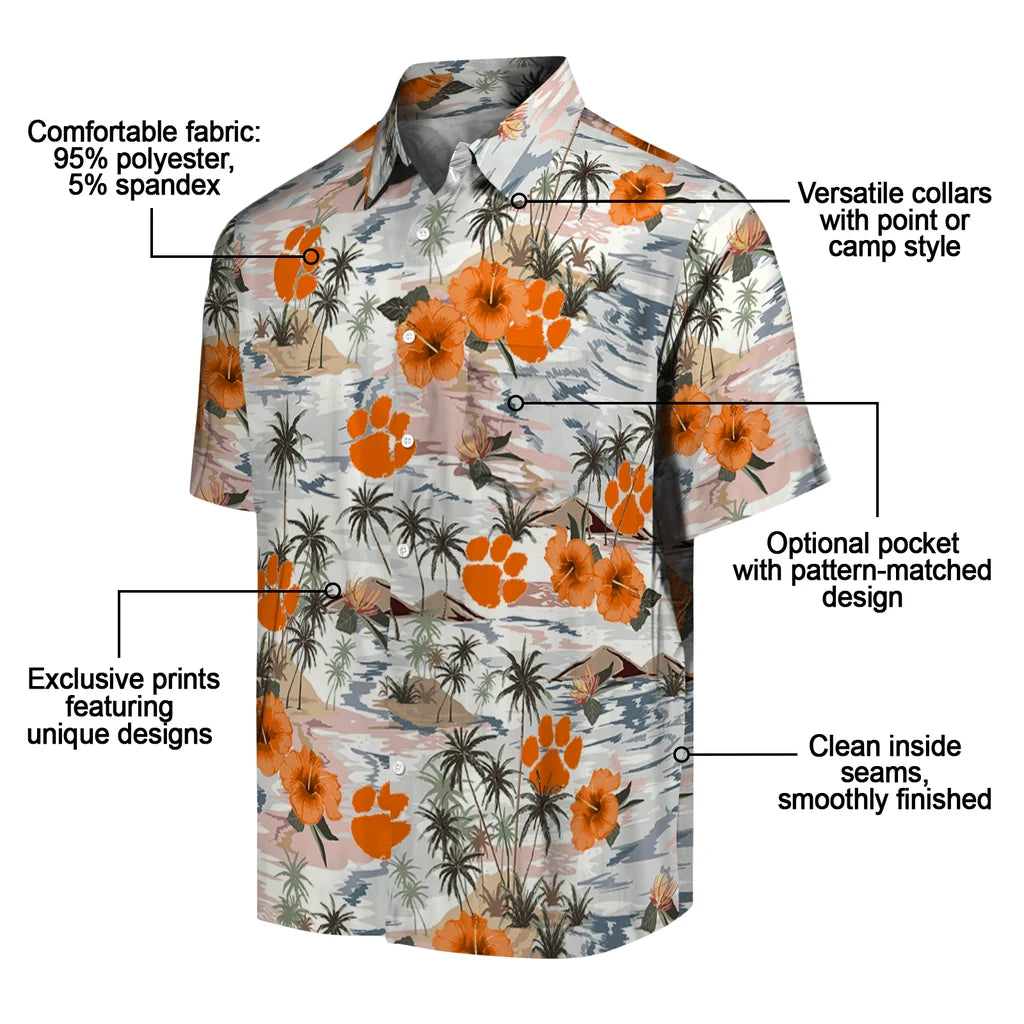 Clemson Tigers Hawaiian Shirt - Hibiscus Seaside | Moonbestprint