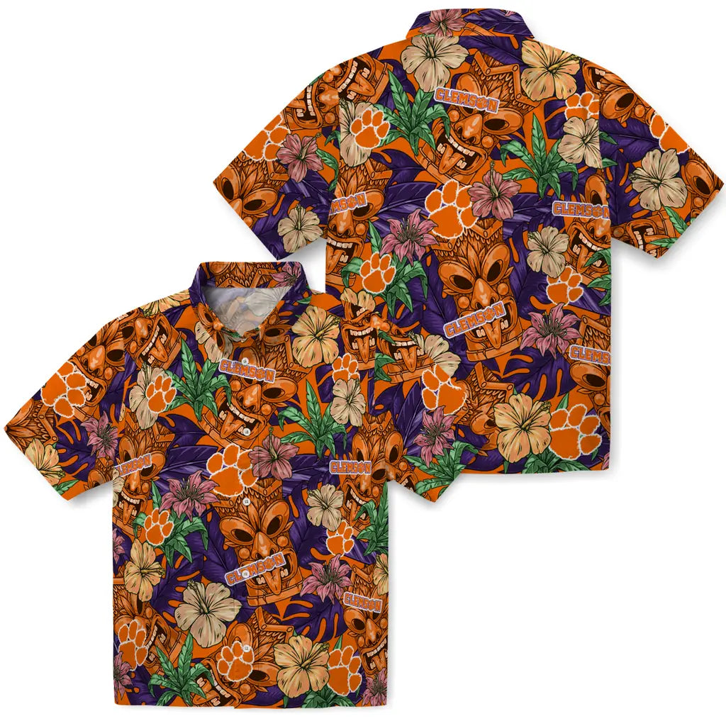 Clemson Tigers Hawaiian Shirt - Hibiscus Tiki Jungle | Moonbestprint