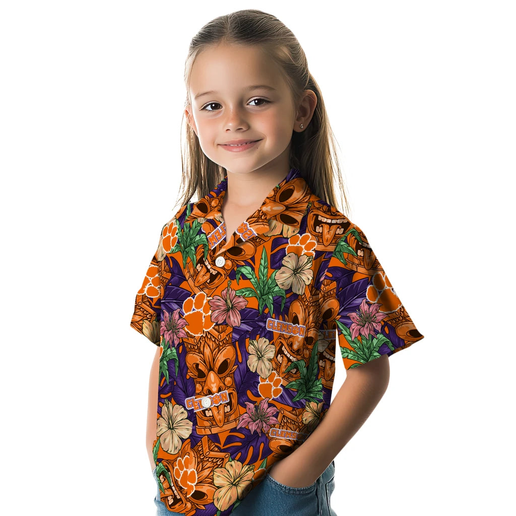 Clemson Tigers Hawaiian Shirt - Hibiscus Tiki Jungle | Moonbestprint