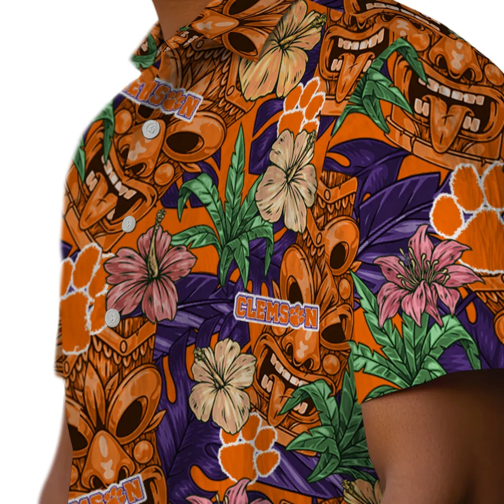 Clemson Tigers Hawaiian Shirt - Hibiscus Tiki Jungle | Moonbestprint