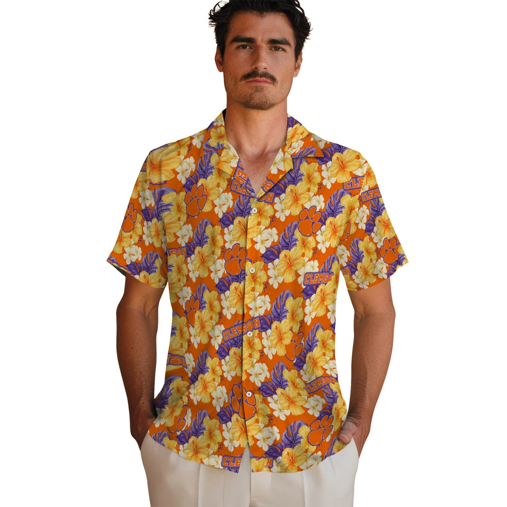 Clemson Tigers Hawaiian Shirt - Hibiscus Tropics | Moonbestprint