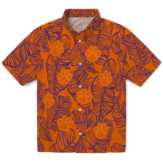 Clemson Tigers Hawaiian Shirt - Leaf Outline | Moonbestprint