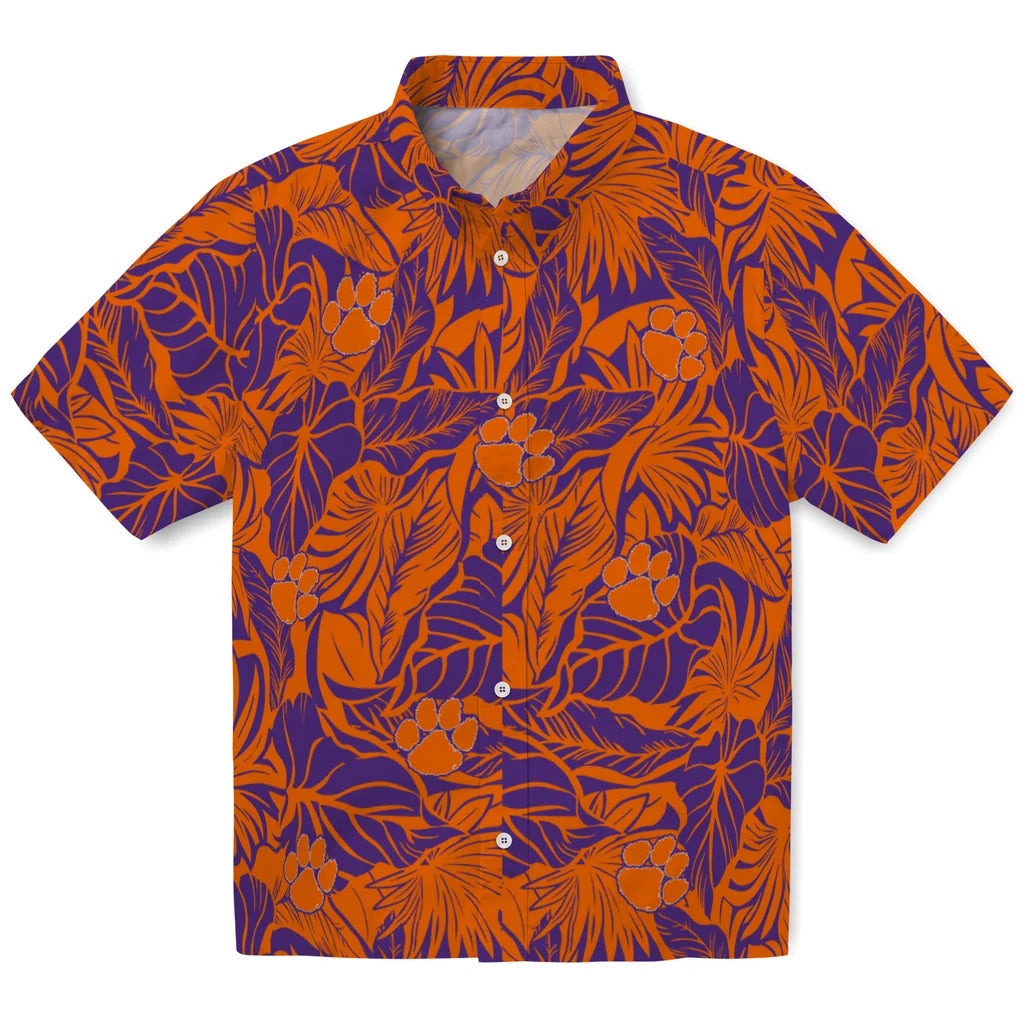 Clemson Tigers Hawaiian Shirt - Monstera Layer | Moonbestprint